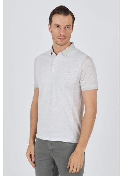 Kısa Kol Baskılı Pike Polo Yaka Cepsiz Slim Fit Tişört 1011250167 Bej