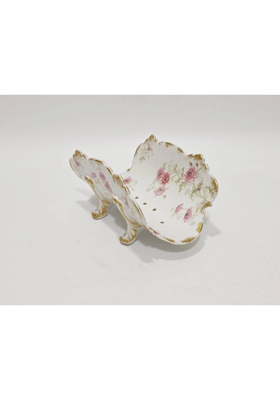 Gda Çiçek Desenli Porselen Kuşkonmaz Sunum Tabağı 22,5x13x10,5cm Çok Renkli