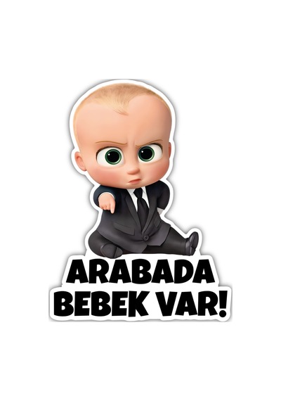 Patron Bebek Arabada Bebek Var Sticker 15x20 Cm Su Geçirmez Yüksek Çözünürlüklü Araba Sticker
