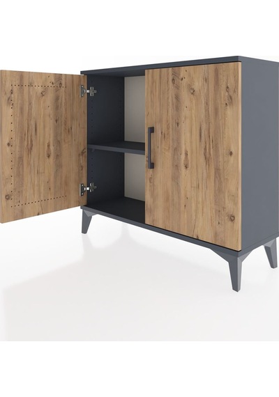 Arges Şifonyer Tek Raflı 2 Kapaklı 88x30x80 Antrasit-çam Antrasit