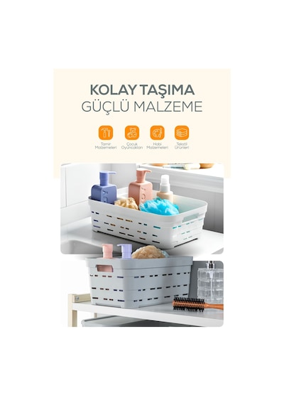 Vienev 4'lü 8,2 Litre Delikli Saklama Kutusu Mavi Mavi