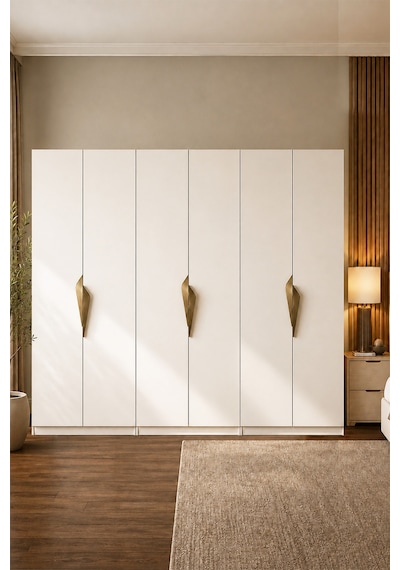 Gama 6 Kapaklı Askılı + Çekmeceli+ Askılı Raflı Tasarım Kulplu 253 Cm Gardırop Elbise Dolabı Beyaz Gama 6 Kapaklı Askılı + Çekmeceli+ Askılı Raflı Tasarım Kulplu 253 Cm Gardırop Elbise Dolabı Beyaz