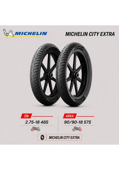 Michelin City Extra 2.75-18 48s - 90/90-18 57s Ön Arka Motosiklet Lastik Takımı