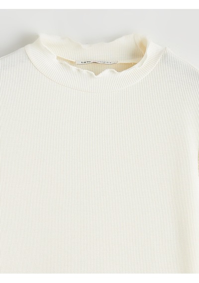 Lcw Modest Ekru Fırfırlı Dik Yaka Kadın Body