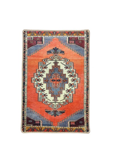 Kiremit Turuncu Ve Mercan Kırmızı Renkli Vintage Halısı
