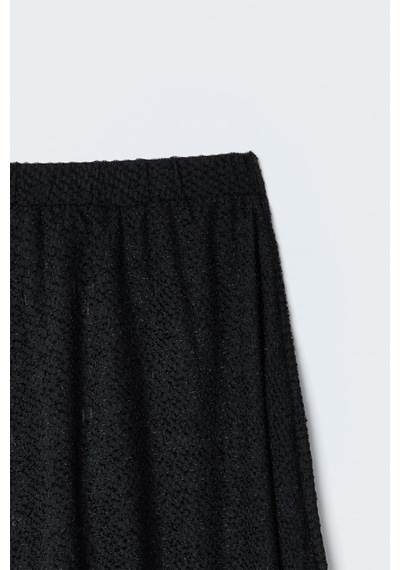 Sateen Dokulu Kloş Etek - Siyah-137412