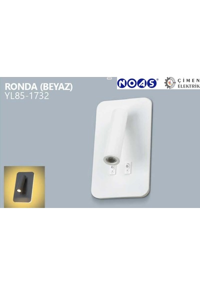 1 Adet Noas Yl85 1732 Beyaz Kasa Ronda Led Dekoratif Aplik 3+7w 3200k Gün Işığı .