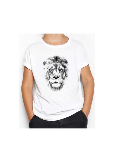 Zepplin Giyim Lion Face Beyaz Çocuk Tişört Beyaz