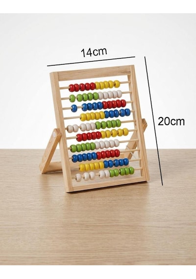 Ayaklı Ahşap Eğitici Sayı Sayma Abaküsü - Renkli Sayı Boncuklu Eğitici Matematik Oyuncağı 1
