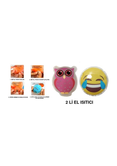 Gülen Emoji Pembe Baykuş Cep Sobası,el Isıtıcı,2 Adet Sıcak Su To