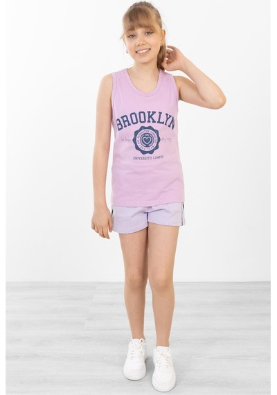 Brz Kids Baskılı Kız Çocuk Sıfır Kol T-shirt-lila Lila