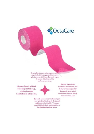 Bybars Octacare Sporcu Bandı 5 Metre X 5 Cm Cotton Bant Esnek Atletik Destek Band Nefes Alabilen Pamuklu Spor B