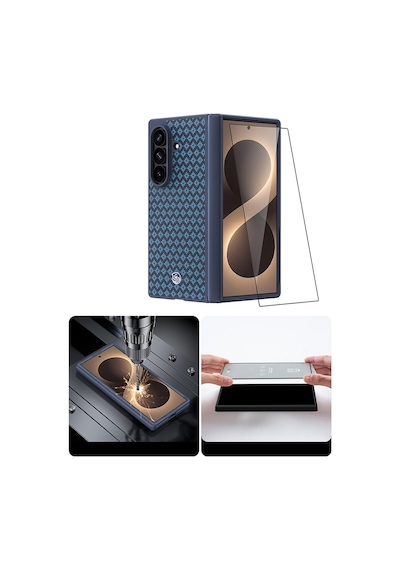 Galaxy Z Fold 8 Ultra Benks Armorpro Armorgrid Grand Combo Üçlü Set Karbon Kapak + Film Mavi