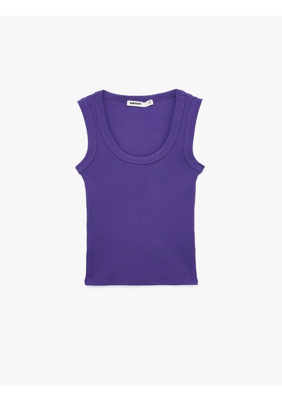 Koton Pamuklu U Yaka Slim Fit Atlet Mor 6sak10269ek