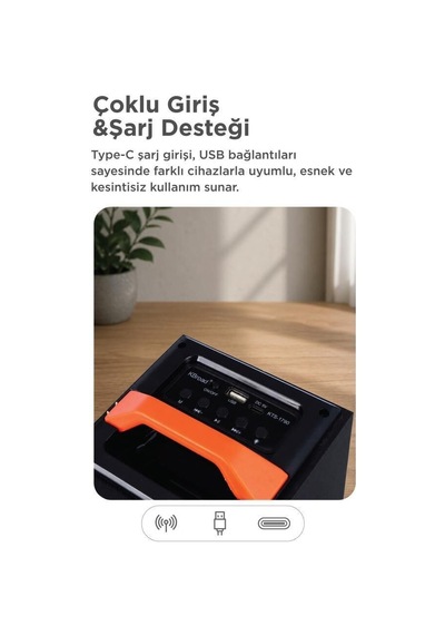 Premium Taşınabilir Aksesuar Ses Bluetooth Hoparlör Mikrofonlu Speaker Kts-1790