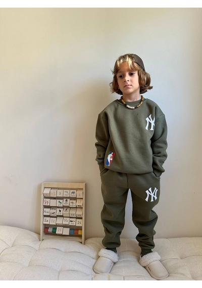 Jolly Kids Erkek Çocuk Yazı Baskılı Sweatshirt Takım Mint Mint Yeşili