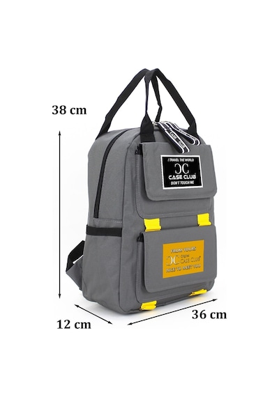 Case Club Okul Sırt Çantası Unisex Su Geçirmez Kumaş Yandan Cepli Gri
