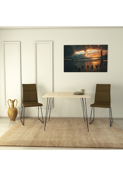 Pasific Home Sandalf Metal Ayaklı Mutfak Masası Kare 90x90 Meşe