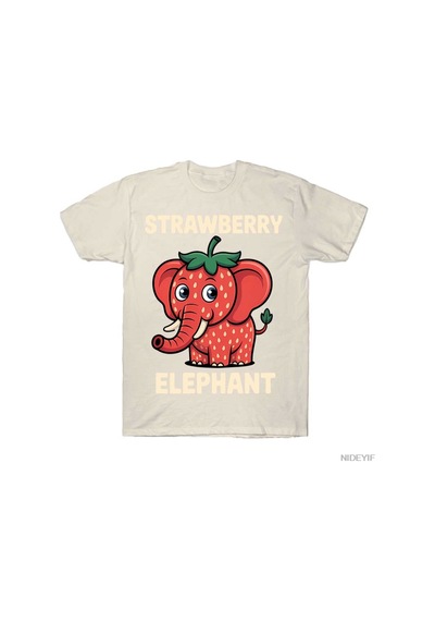 Flood Of Style İtalyan Brainrot Meme Çocuk Boys Çilek Fil T-shirt Erkekler Kadınlar Için % 100% Pamuk T Shir Bej