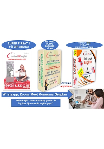 E-gramer Kitabı+ A1-ekonuşma Rehberi-online Eğitim+konuşma Sınıfı