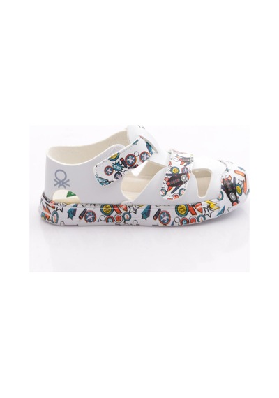 Benetton Bn-1410 Çocuk Sandalet Beyaz Sarı