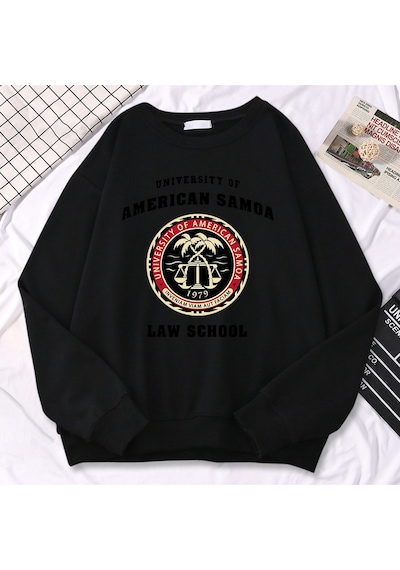 Startmore Startmorebasit Moda Kazaklar Amerikan Samoa Üniversitesi Hukuk Okul Baskı Hoody Yumuşak Polar Ka Siyah