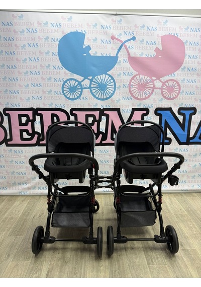 Bebemnas İkiz Yanyana Ayrılıp Birleşen Travel Bebek Arabası + 2 Adet Puset Dahil Tam Set