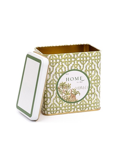 Forrest Green Home Desenli Dikdörtgen Metal Saklama Kabı 8 x 12 x 12 CM 1 L