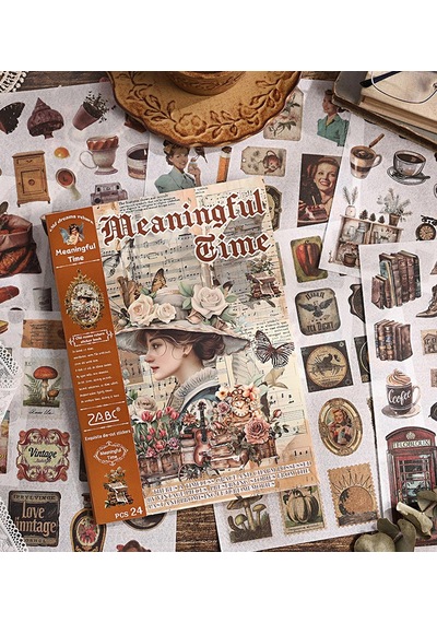 Retro Temalı Çıkartma Ve Sticker Kitabı 24 Sayfa Estetik Journal Malzemesi 1 Adet Çok Renkli