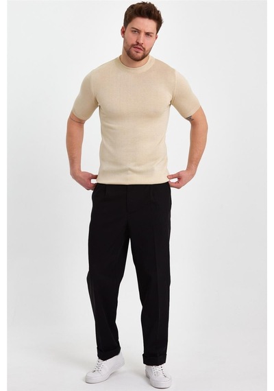 Cool Tarz Taş Erkek Yarım Balıkçı Düz Triko T-shirt-trz19129r08s Taş Taş