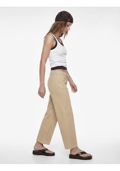 Koton Normal Bel Rahat Kalıp Kesik Paça Jean Pantolon - Culoette Jean Bej 6sal40004mw Ekru