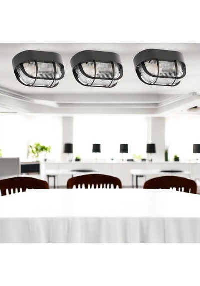 Duvar Lambası Oval Siyah Ip44 Beyaz