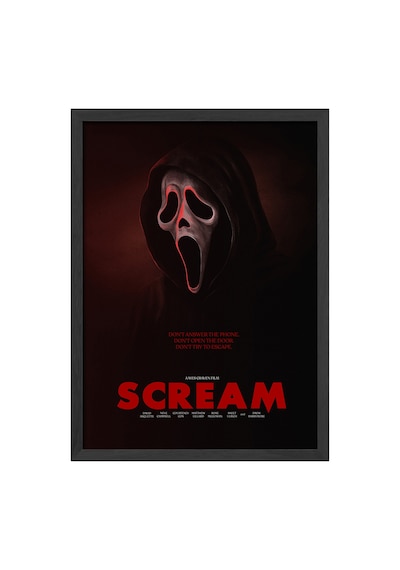 Scream Siyah Ahşap Çerçeveli Poster, Film Duvar Tablosu