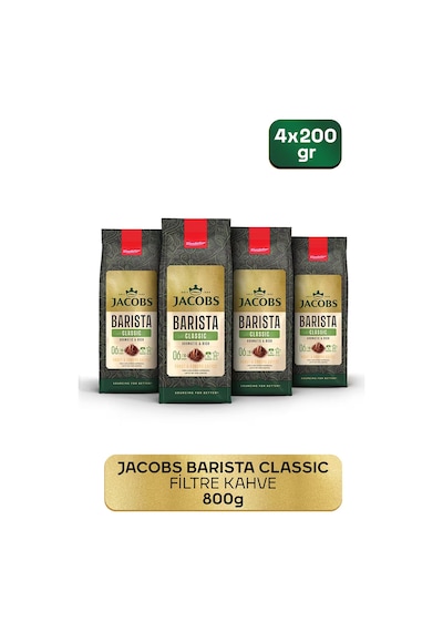 Jacobs Barista Clasic Filtre Kahve Öğütülmüş 200 Gr X 4 Adet Öğütülmüş