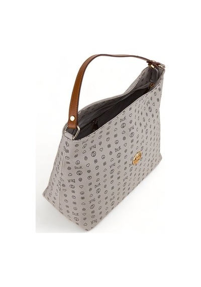 Bilik Deri Monogram Gri/taba Kadın Omuz Çantası Nv 1003-mn Gri - Taba