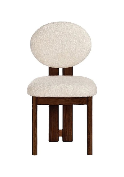 Coco İskandinav Teddy Natural Ahşap Bohem Sandalye Ceviz - Beyaz