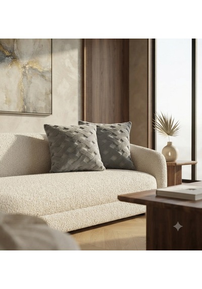 Fugo 2'li Welsoft Kırlent Kılıfı 45x45 Cm Dekoratif Fermuarlı Yumuşak Peluş Kırlent Kılıfı Koltuk Ve Kanepe İçin Gri