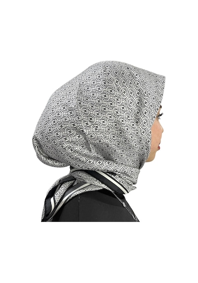Vakko Twill İpek Eşarp - Helezon Monogram - Beyaz Siyah