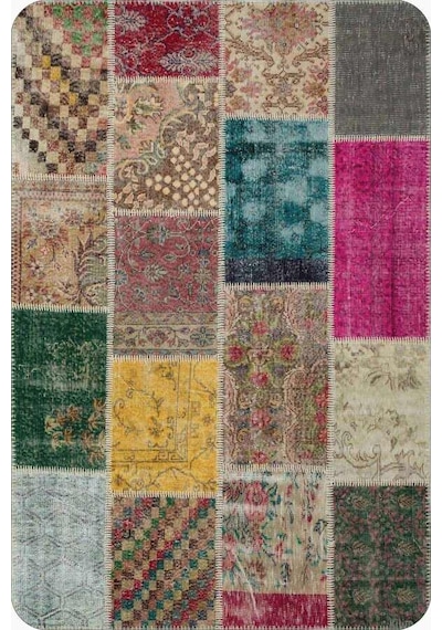 Renkli Patchwork Banyo Halısı Klozet 2'li Paspas Seti Bs294n11 Çok Renkli
