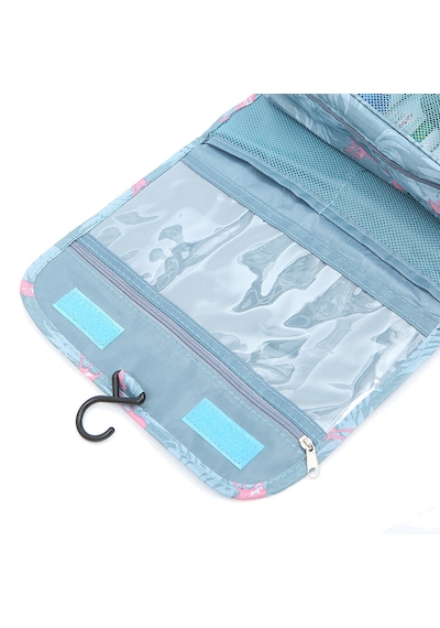 Çok Fonksiyonlu Askılı Makyaj Çantası Flamingo Desen Büyük Boy