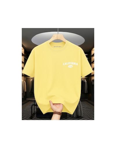 Calıfornia Usa Baskılı Oversize Tişört Sari