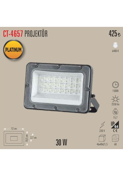 Ct-4657 30w Led Projetör 1 Adet Beyaz Işık