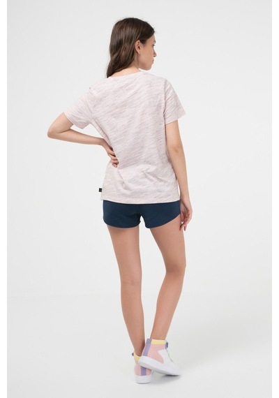 Brz Collection Pembe Renk Siyah Kırçıllı Kadın Kısa Kollu T-Shir Pembe