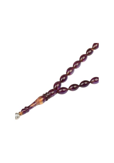 Arpa Kesim 11x7 Mm Ateş Kehribar Alpaka Püsküllü Tesbih Çok Renkli