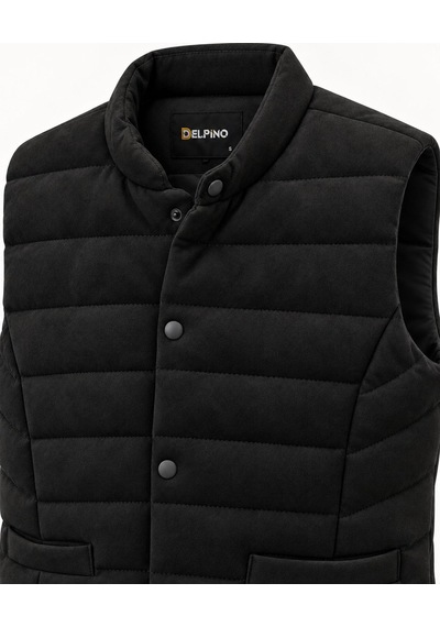 Classics Men Delpino Çıtçıtlı Erkek Slim Fit Süet Yelek 7831 Siyah