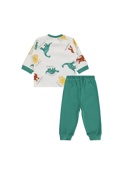 Civil Baby Dinozor Baskılı 6-18 Ay Pijama Takımı - Yeşil Koyu Yeşil