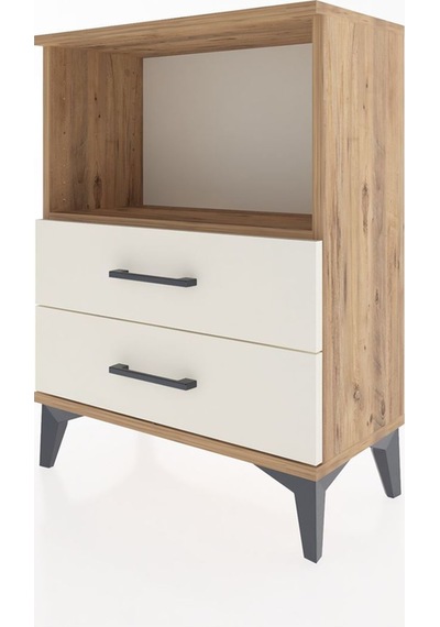 Arges Komodin Tek Raflı 2 Çekmeceli 60x30x80 Çam-aytaşı Atlas Çam