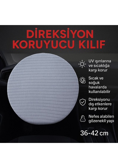 Direksiyon Koruyucu Kılıf Universal Uv, Toz, Isı Koruma Yaz Kış Kullanıma 36-42 Cm
