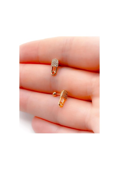 Tragus Piercing Çelik Paslanmaz Kilit Anahtar Detaylı Gold - 647572716 Gold