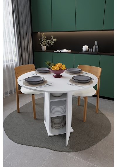 Modern Dolaplı 4 Kişilik Mutfak Yemek Masası %100 Mdf Mutfak Yemek Odası Masası Ym04 Beyaz